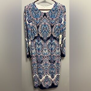 NWT- Eliza J size 6 floral paisley midi dress 3/4 sleeves